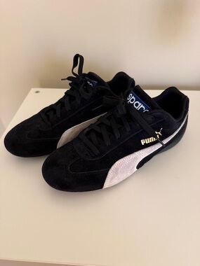 PUMA X Sparco Speedcat Black & White Suede Sneakers Mens 7